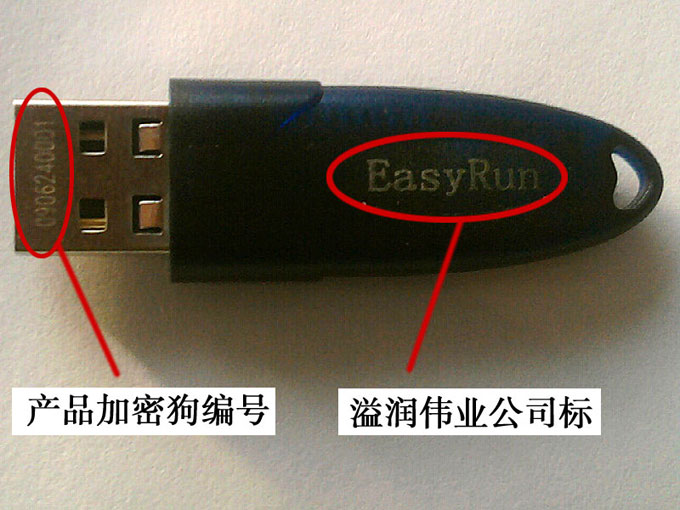 具有EasyRun标识和产品编号的软件加密锁